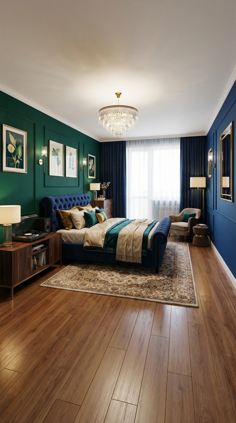 Дизайн спальни в стиле Британский — фото интерьера от нейросети RoomGPT