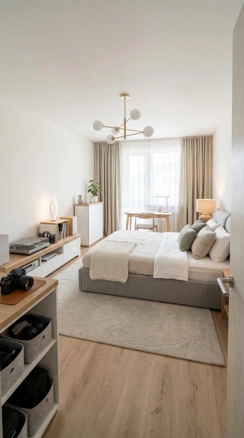 Дизайн спальни в стиле Сканди — фото интерьера от нейросети RoomGPT