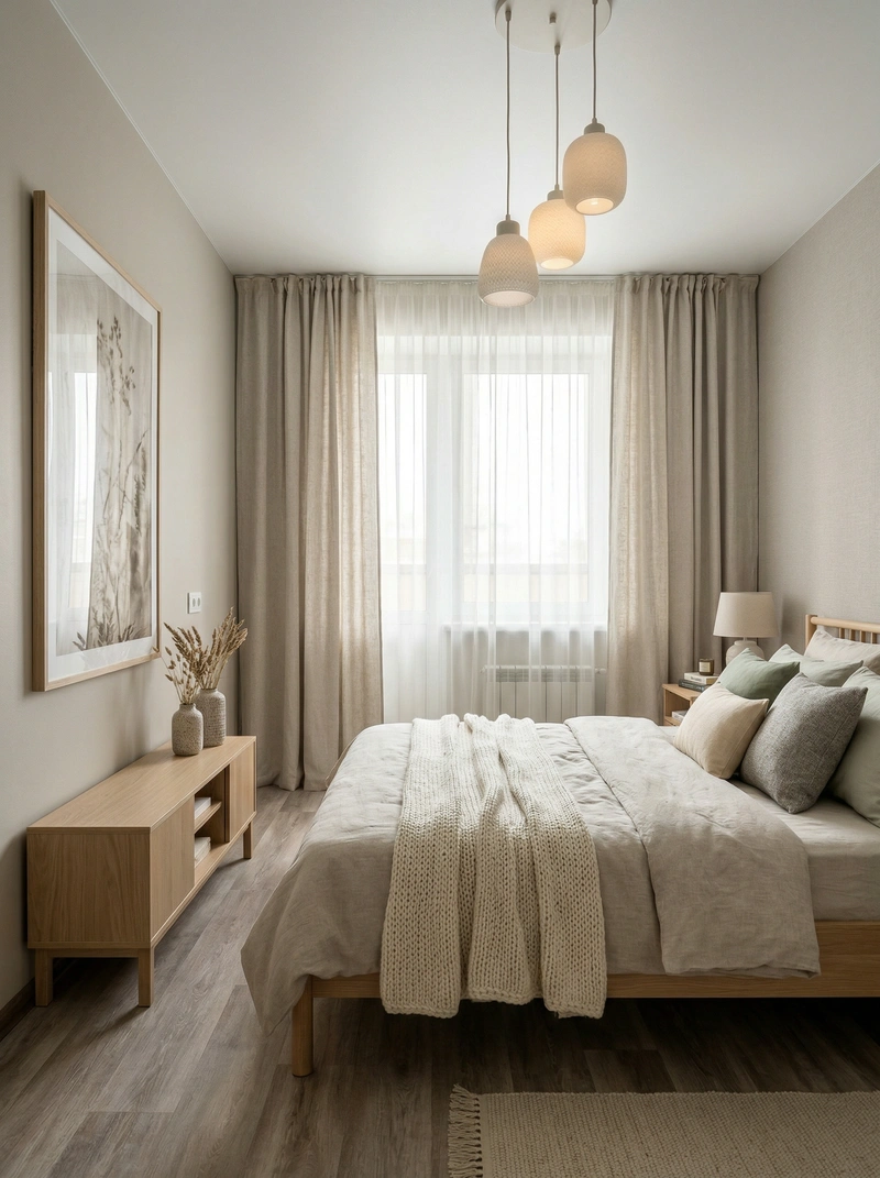 Дизайн интерьера в стиле Хюгге — Спальня от нейросети RoomGPT