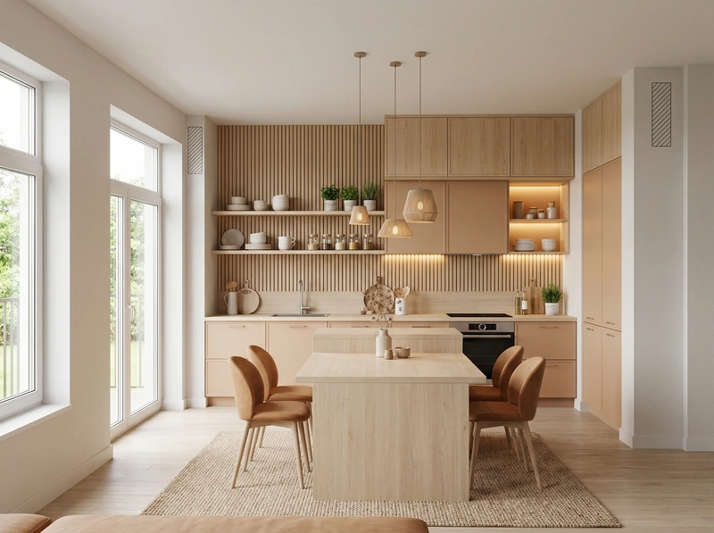 Дизайн интерьера в стиле Хюгге — Кухня от нейросети RoomGPT