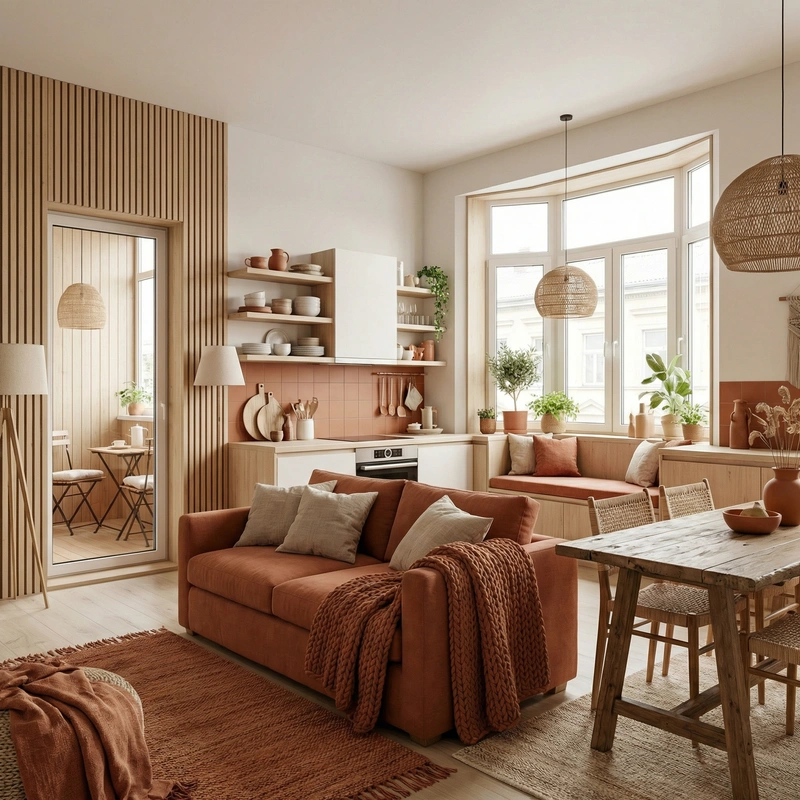 Дизайн интерьера в стиле Хюгге — Кухня от нейросети RoomGPT