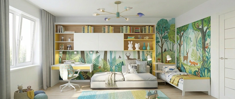 Дизайн детской в стиле Контемпорари — фото интерьера от нейросети RoomGPT