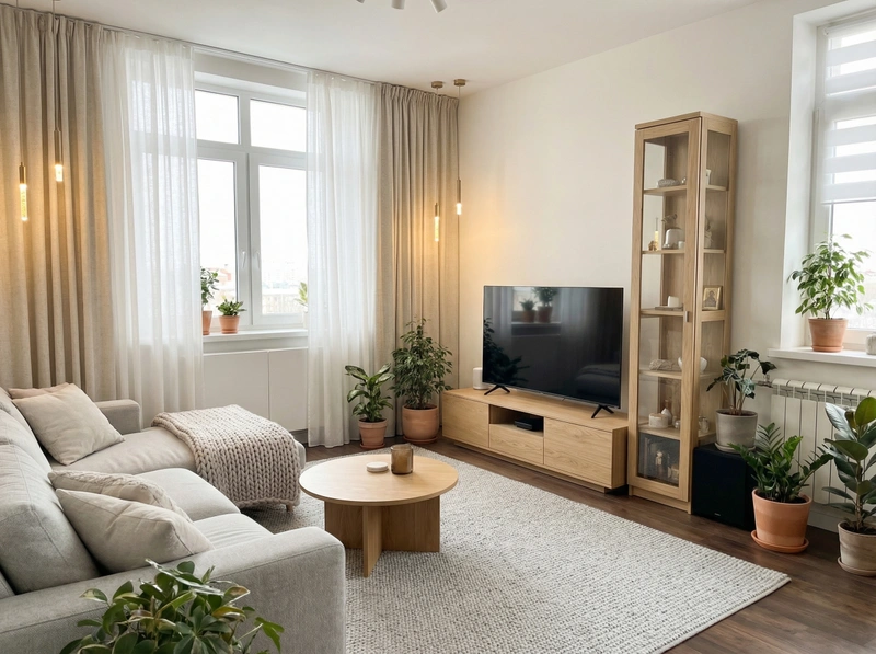 Дизайн интерьера в стиле Сканди — Гостиная от нейросети RoomGPT