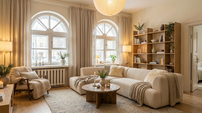 Дизайн интерьера в стиле Хюгге — Гостиная от нейросети RoomGPT