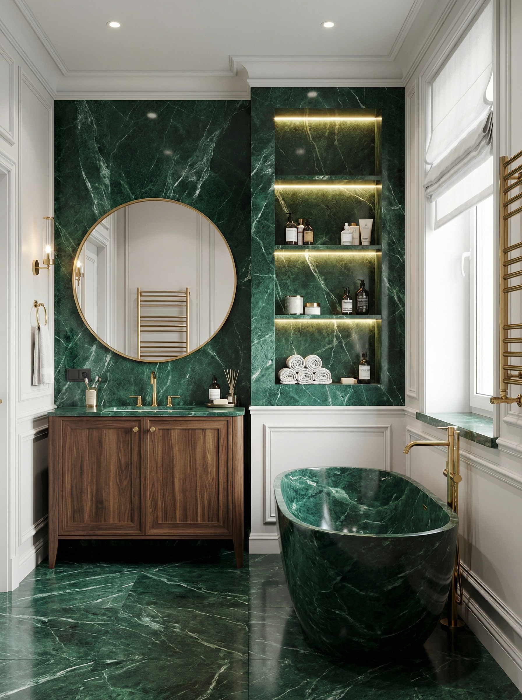 Дизайн ванной в стиле Классика — фото интерьера от нейросети RoomGPT