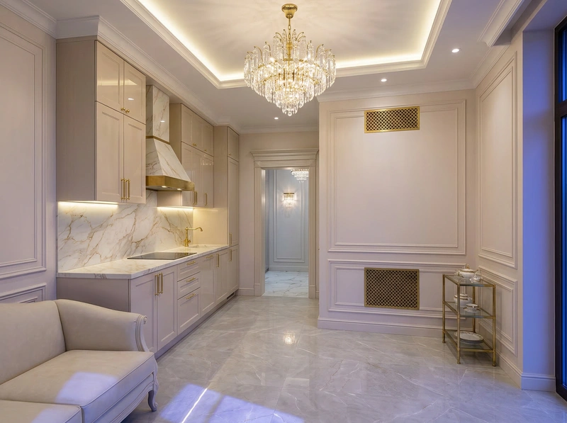 Дизайн кухни в стиле Неоклассика — фото интерьера от нейросети RoomGPT