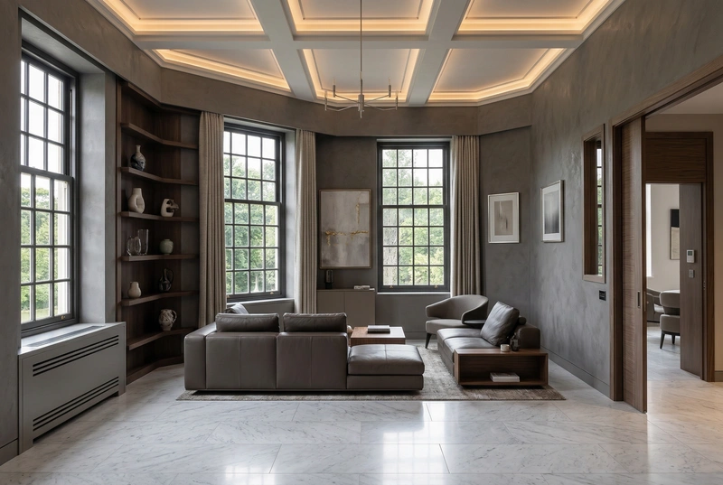 Дизайн интерьера в стиле Контемпорари — Гостиная от нейросети RoomGPT