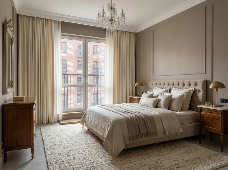 Дизайн спальни в стиле Классика — фото интерьера от нейросети RoomGPT