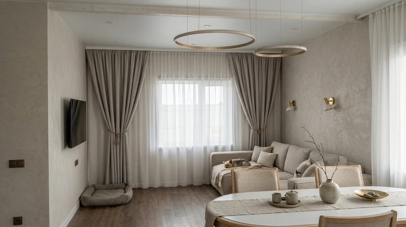 Дизайн гостиной в стиле Japandi — фото интерьера от нейросети RoomGPT