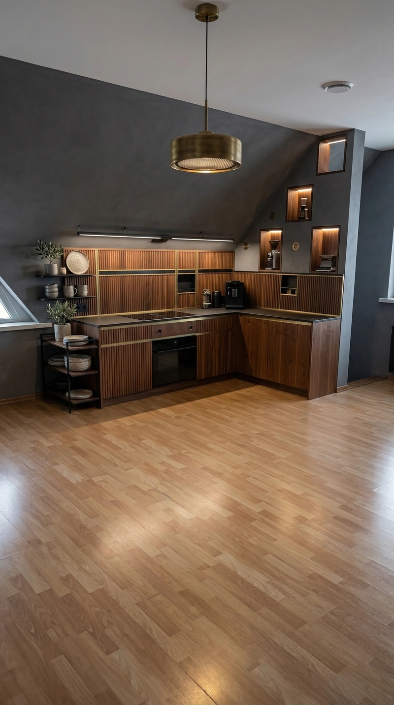 Дизайн кухни в стиле Блэктэк — фото интерьера от нейросети RoomGPT