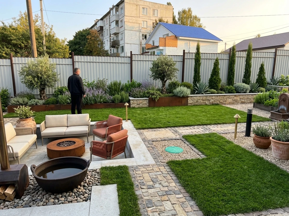 Дизайн участка в стиле Средиземноморский — фото участка от нейросети RoomGPT