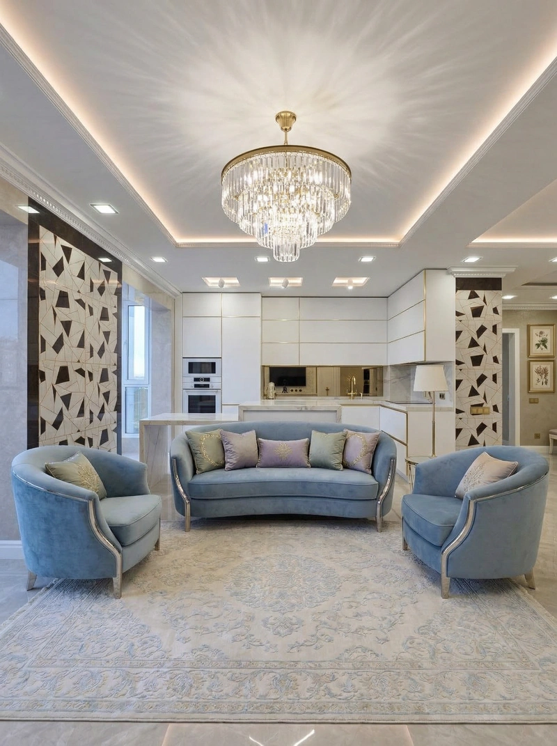 Дизайн интерьера в стиле Неоклассика — Гостиная от нейросети RoomGPT