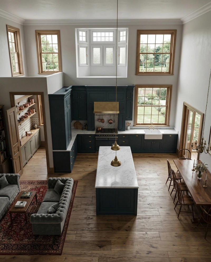Дизайн кухни в стиле Классика — фото интерьера от нейросети RoomGPT