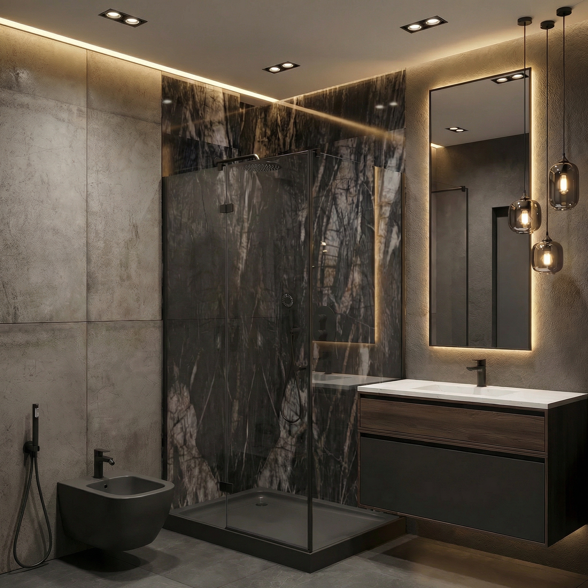 Дизайн ванной в стиле Контемпорари — фото интерьера от нейросети RoomGPT