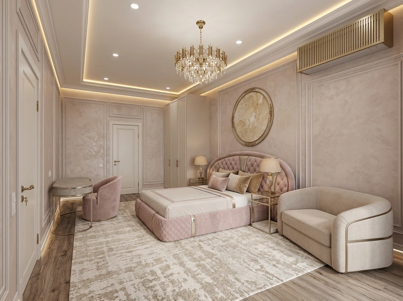 Дизайн интерьера в стиле Неоклассика — Спальня от нейросети RoomGPT
