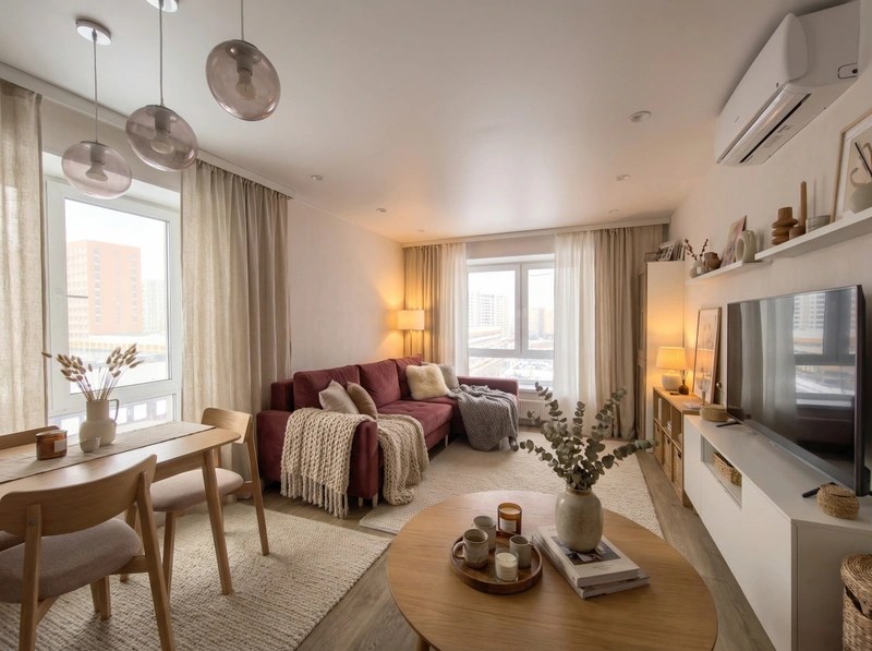 Дизайн интерьера в стиле Хюгге — Гостиная от нейросети RoomGPT