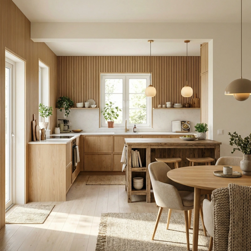 Дизайн интерьера в стиле Хюгге — Кухня от нейросети RoomGPT
