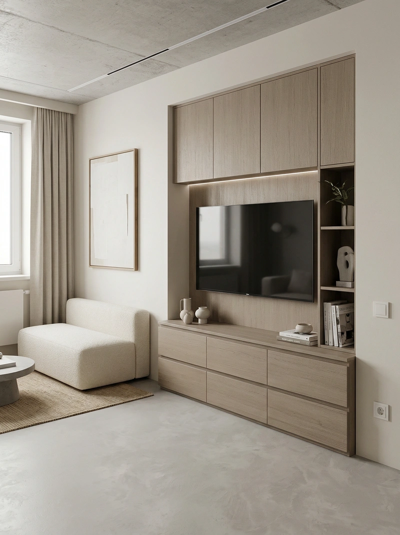 Дизайн интерьера в стиле Минимализм — Гостиная от нейросети RoomGPT