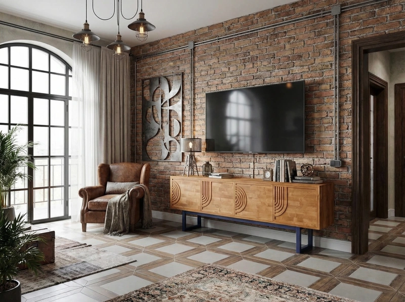 Дизайн гостиной в стиле Лофт — фото интерьера от нейросети RoomGPT