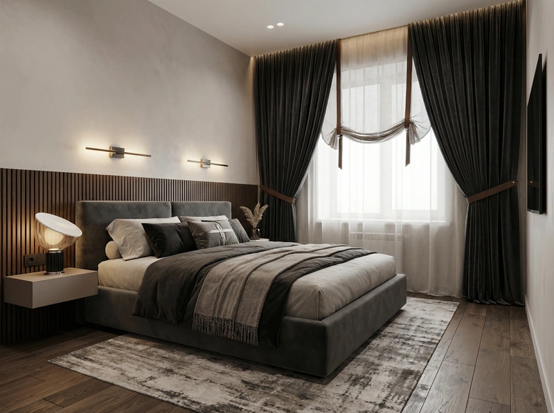 Дизайн интерьера в стиле Контемпорари — Спальня от нейросети RoomGPT