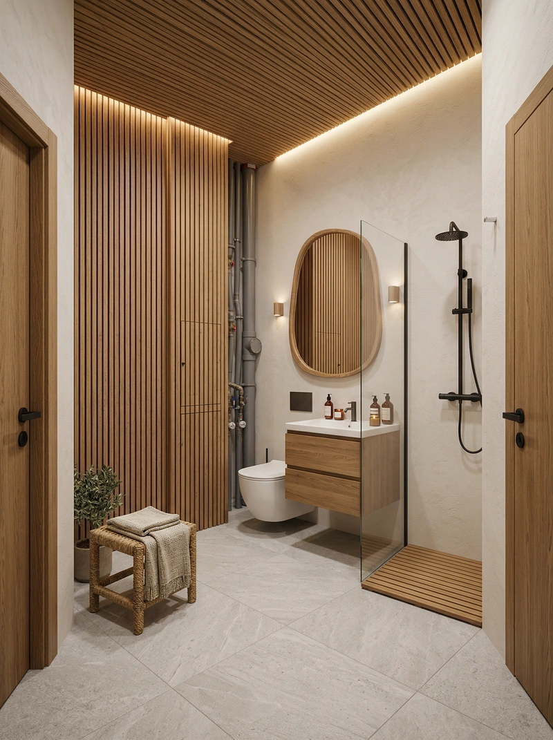 Дизайн интерьера в стиле Хюгге — Ванная от нейросети RoomGPT