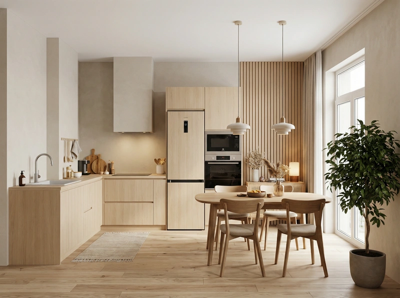 Дизайн интерьера в стиле Хюгге — Кухня от нейросети RoomGPT