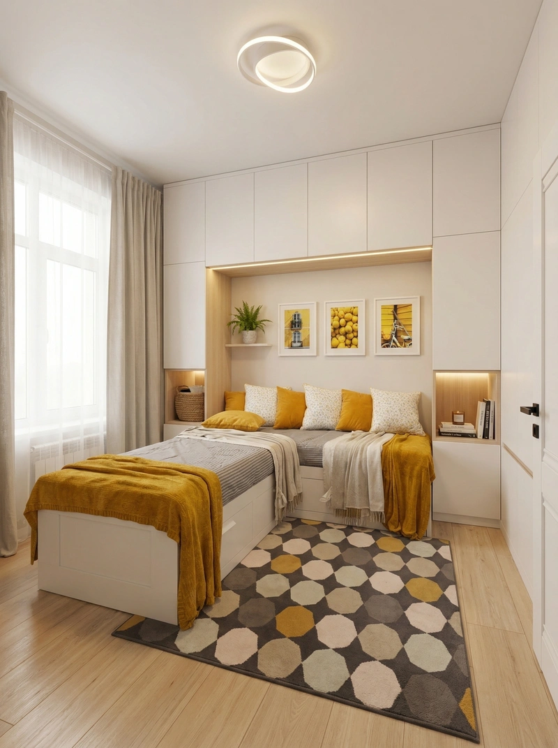 Дизайн спальни в стиле Хюгге — фото интерьера от нейросети RoomGPT