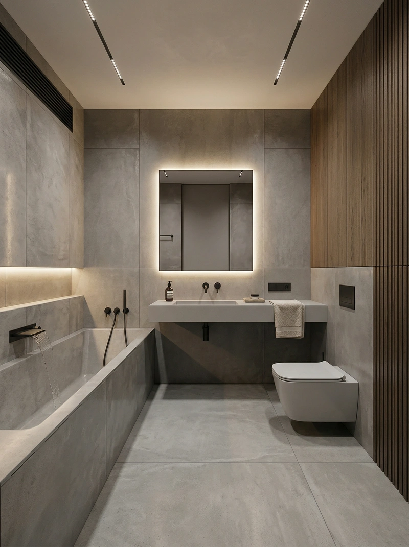 Дизайн ванной в стиле Минимализм — фото интерьера от нейросети RoomGPT