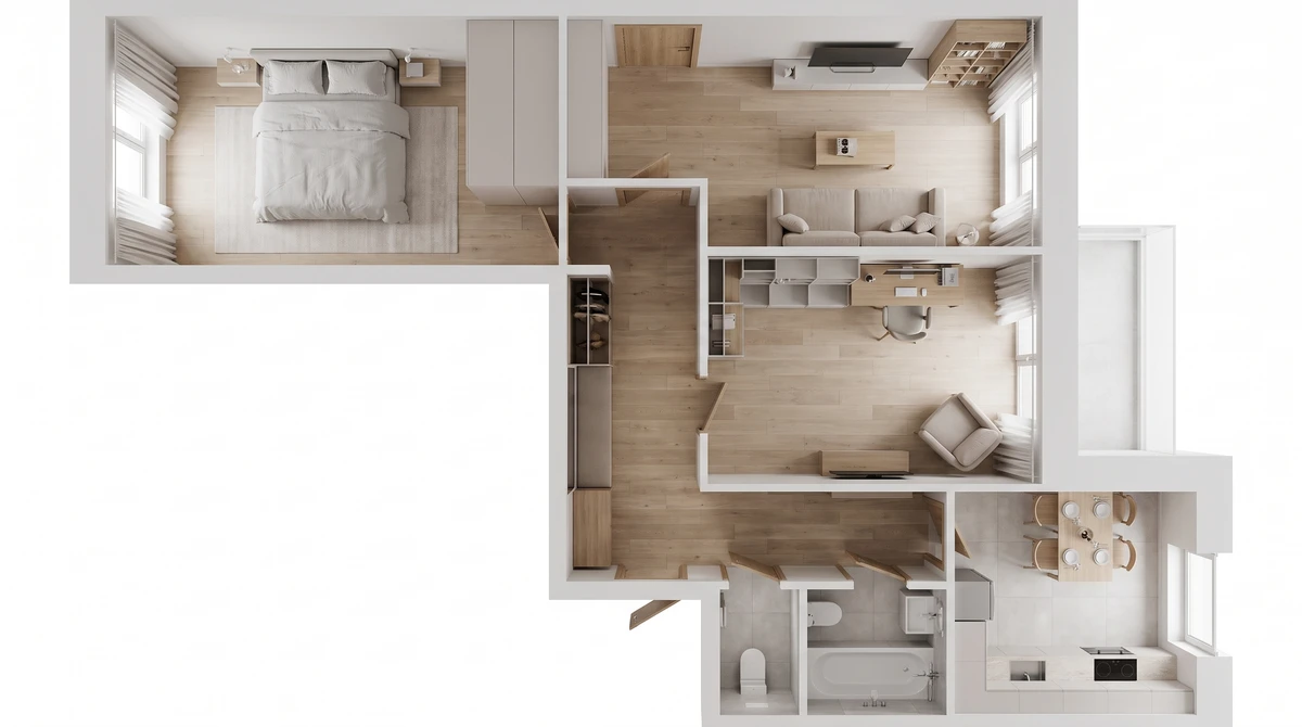 Дизайн интерьера в стиле Минимализм — Гостиная от нейросети RoomGPT