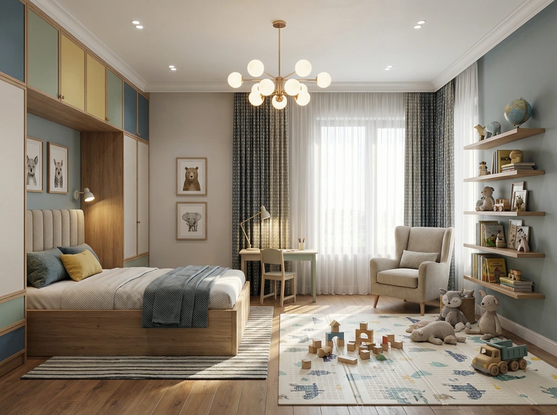 Дизайн интерьера в стиле Эклектика — Детская от нейросети RoomGPT