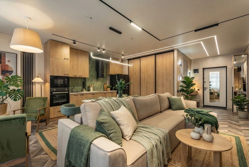 Дизайн интерьера в стиле Хюгге — Гостиная от нейросети RoomGPT