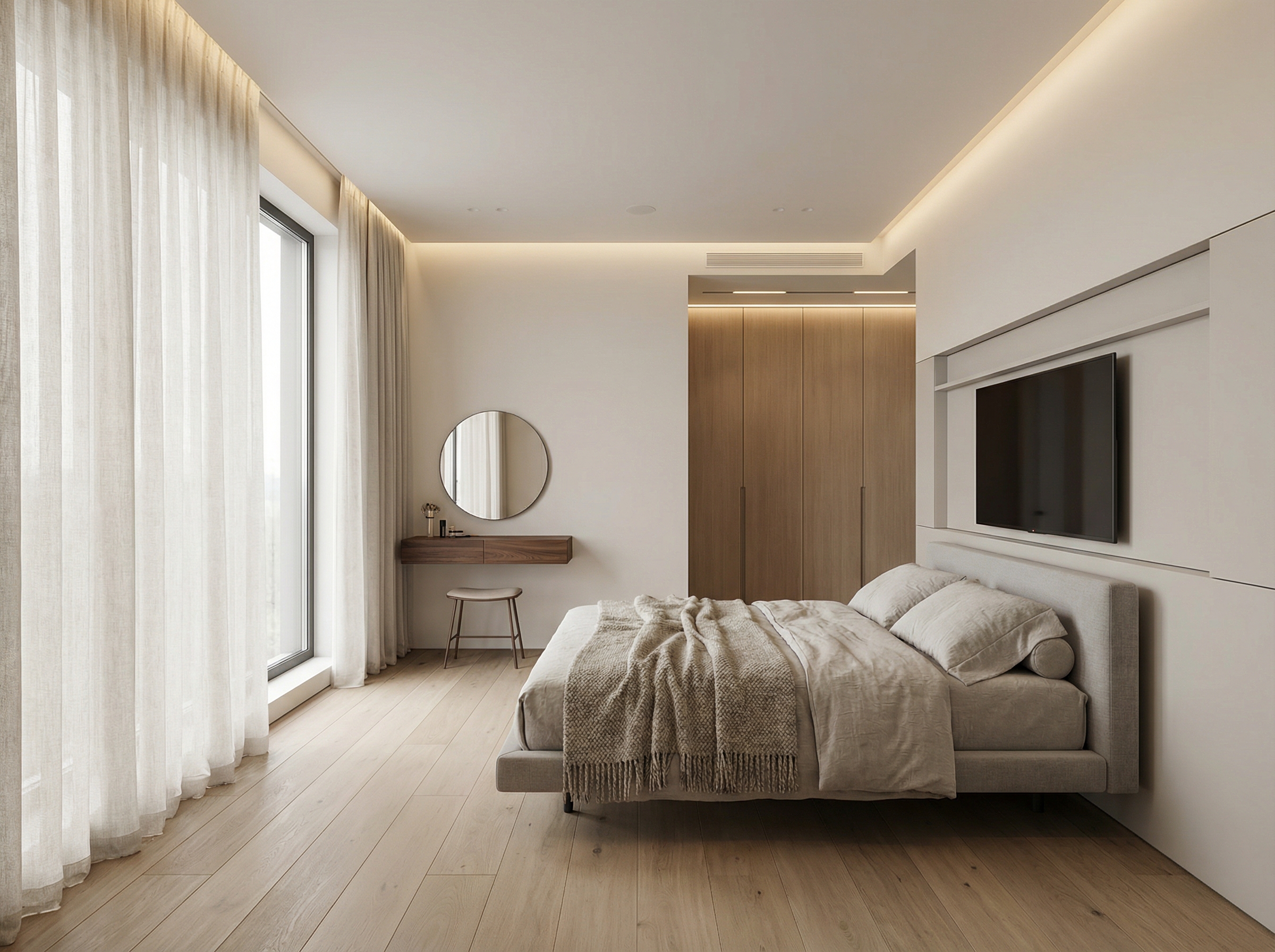 Дизайн спальни в стиле Минимализм — фото интерьера от нейросети RoomGPT