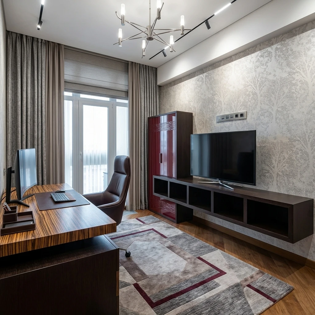 Дизайн кабинета в стиле Контемпорари — фото интерьера от нейросети RoomGPT