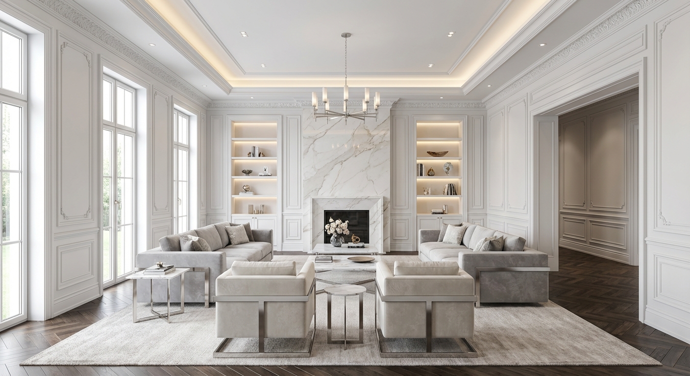 Дизайн гостиной в стиле Классика — фото интерьера от нейросети RoomGPT