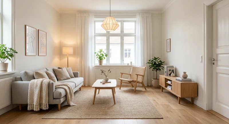 Дизайн интерьера в стиле Хюгге — Гостиная от нейросети RoomGPT