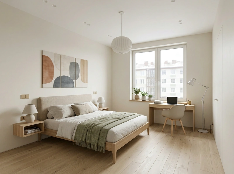 Дизайн интерьера в стиле Сканди — Спальня от нейросети RoomGPT