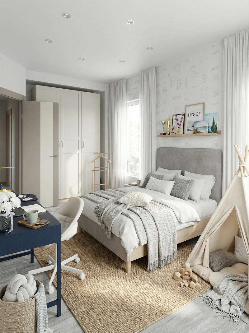 Дизайн интерьера в стиле Хюгге — Детская от нейросети RoomGPT