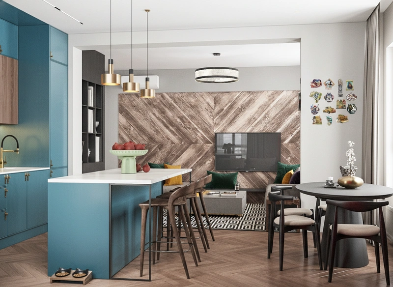 Дизайн интерьера в стиле Эклектика — Гостиная от нейросети RoomGPT