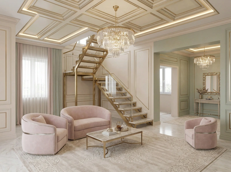 Дизайн гостиной в стиле Неоклассика — фото интерьера от нейросети RoomGPT