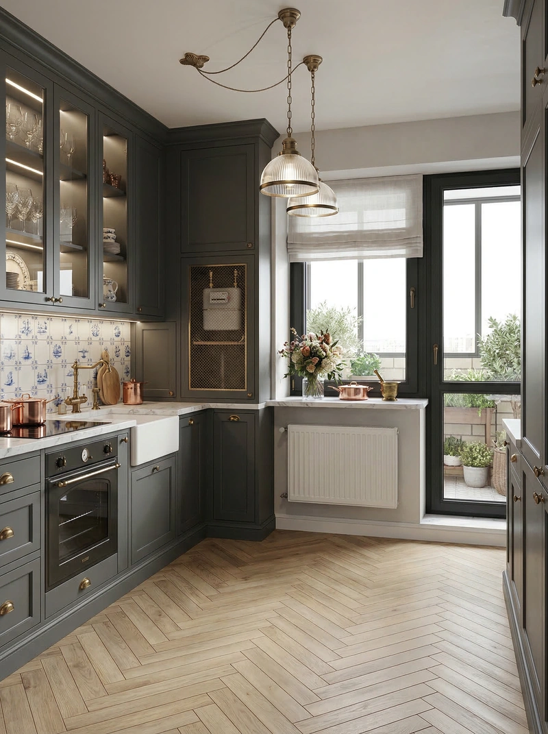 Дизайн кухни в стиле Классика — фото интерьера от нейросети RoomGPT