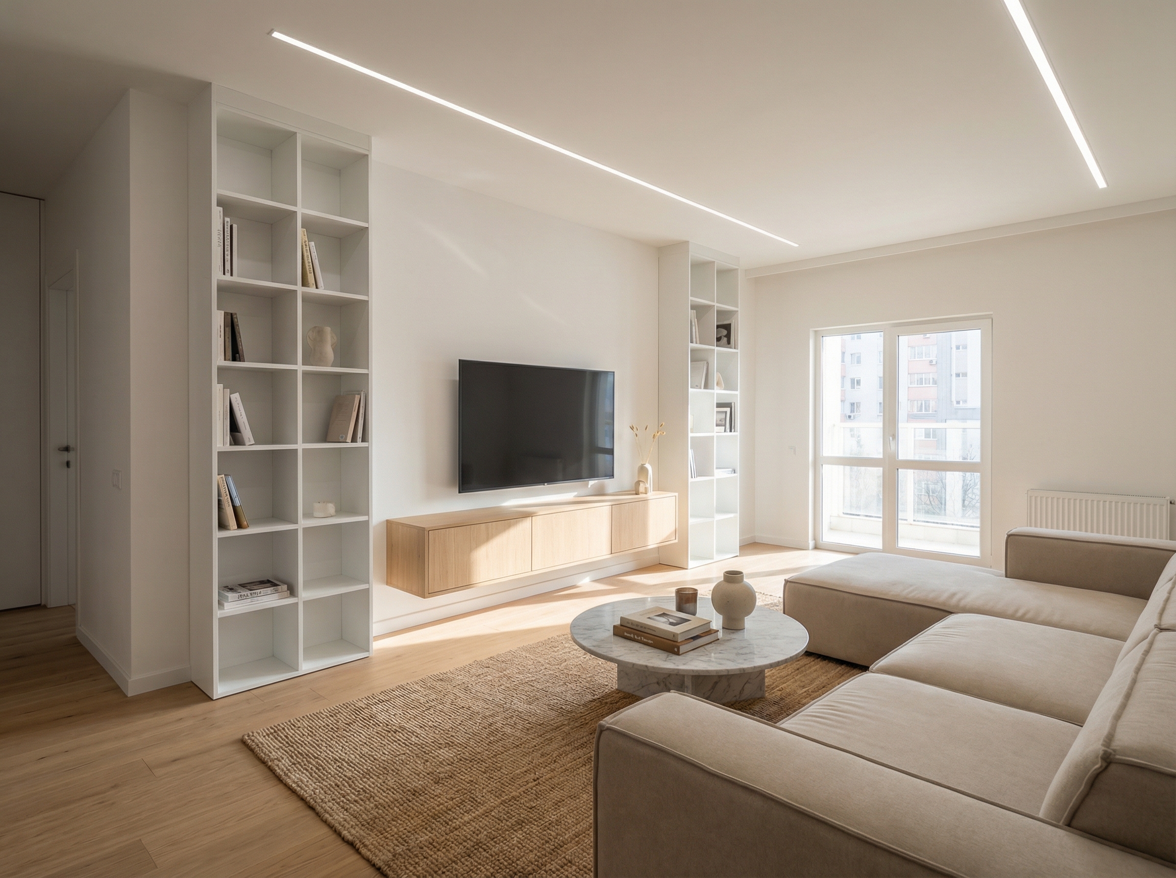 Дизайн гостиной в стиле Минимализм — фото интерьера от нейросети RoomGPT