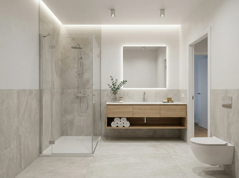 Дизайн ванной в стиле Сканди — фото интерьера от нейросети RoomGPT