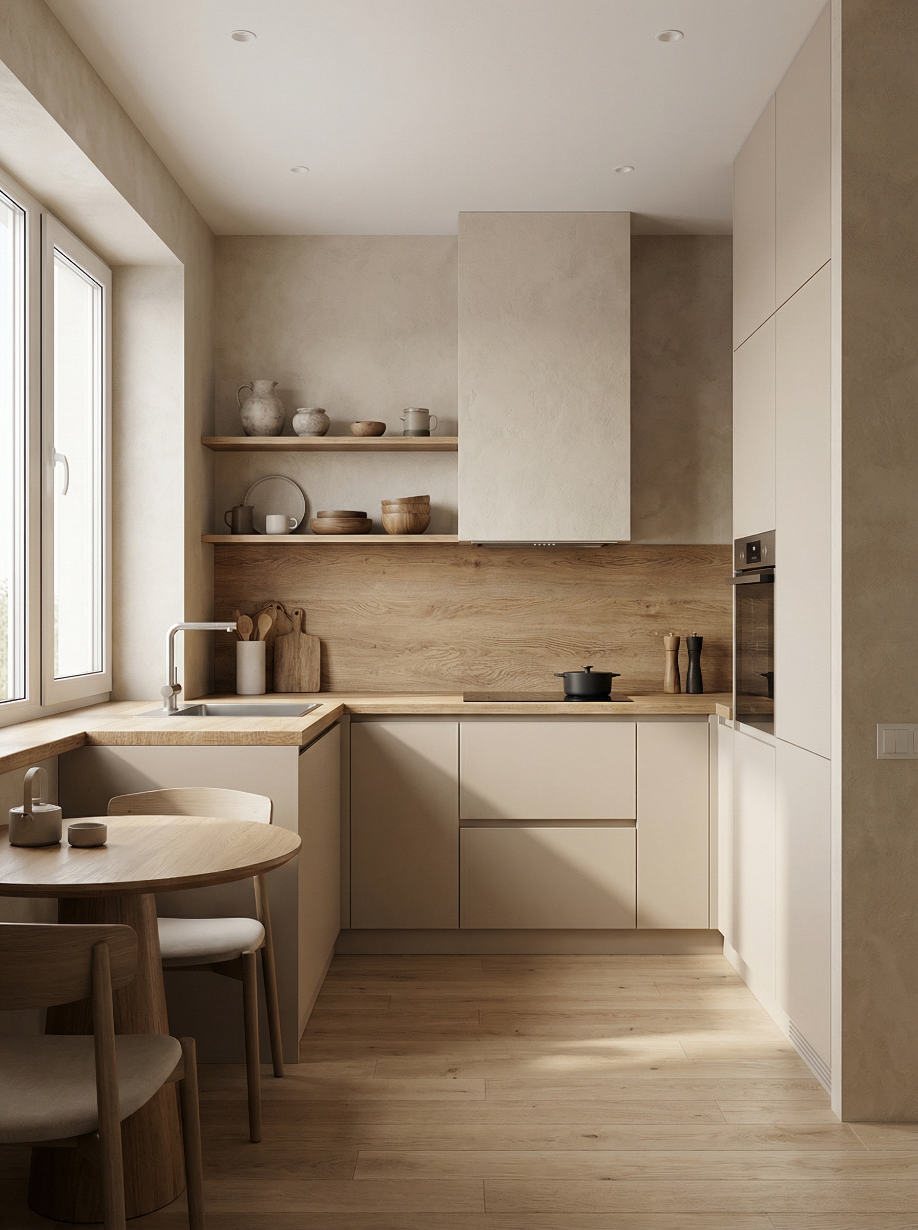 Дизайн кухни в стиле Japandi — фото интерьера от нейросети RoomGPT