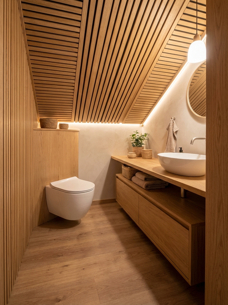 Дизайн ванной в стиле Хюгге — фото интерьера от нейросети RoomGPT