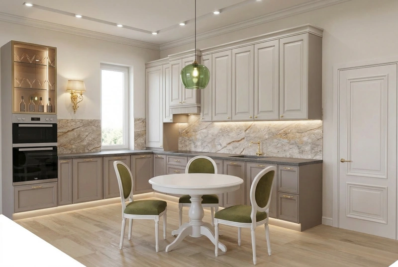 Дизайн кухни в стиле Классика — фото интерьера от нейросети RoomGPT