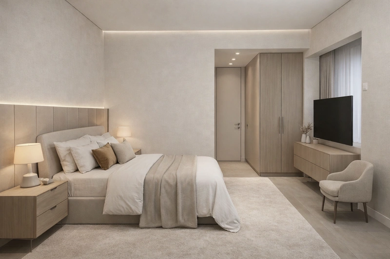 Дизайн спальни в стиле Минимализм — фото интерьера от нейросети RoomGPT