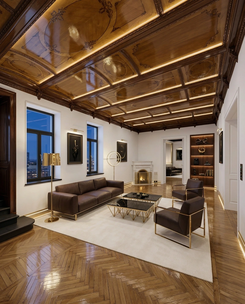 Дизайн гостиной в стиле Блэктэк — фото интерьера от нейросети RoomGPT