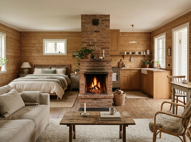 Дизайн гостиной в стиле Хюгге — фото интерьера от нейросети RoomGPT