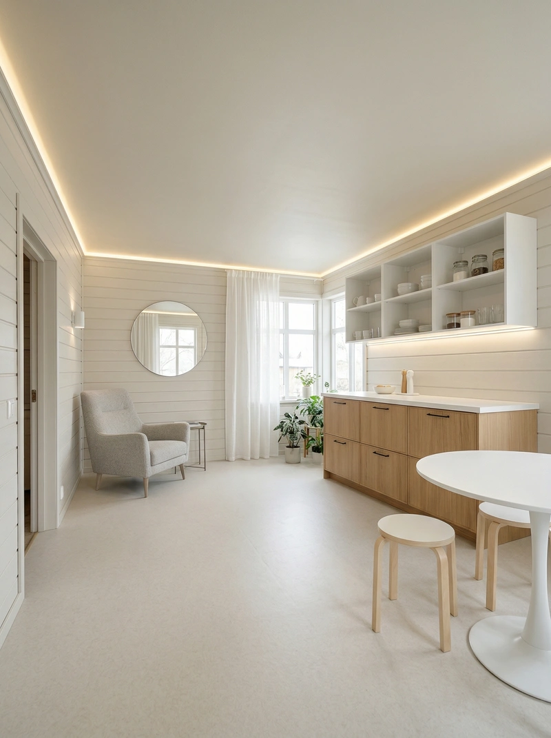 Дизайн гостиной в стиле Сканди — фото интерьера от нейросети RoomGPT