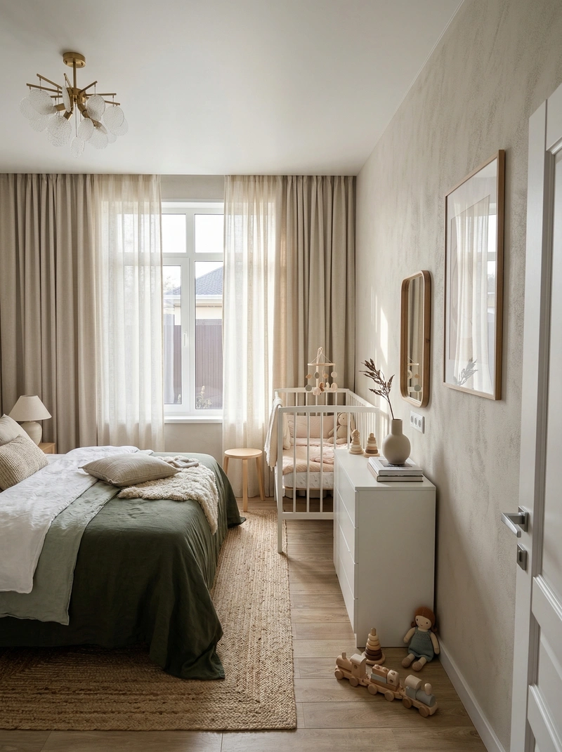 Дизайн спальни в стиле Сканди — фото интерьера от нейросети RoomGPT